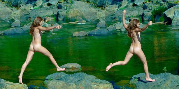 Wideo nudystów młode dziewczyny kąpią się w wodospadzie | Video nudists young girls bathe in the waterfall [Kolekcja Naturyzm]